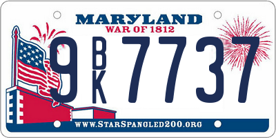 MD license plate 9BK7737