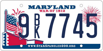 MD license plate 9BK7745