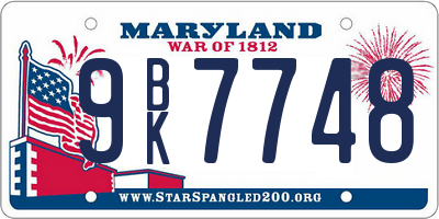 MD license plate 9BK7748