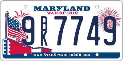 MD license plate 9BK7749