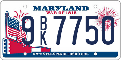 MD license plate 9BK7750