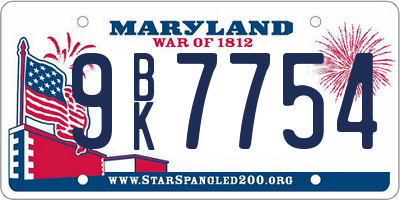 MD license plate 9BK7754