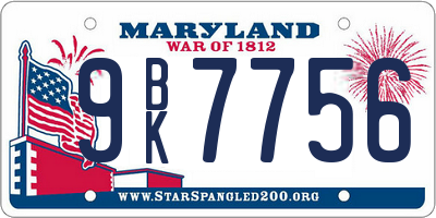 MD license plate 9BK7756