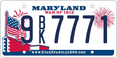 MD license plate 9BK7771