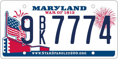 MD license plate 9BK7774