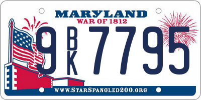 MD license plate 9BK7795