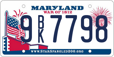 MD license plate 9BK7798