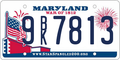 MD license plate 9BK7813