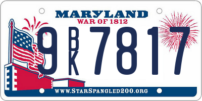 MD license plate 9BK7817