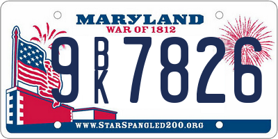 MD license plate 9BK7826