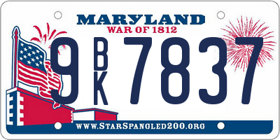 MD license plate 9BK7837