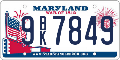 MD license plate 9BK7849