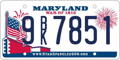 MD license plate 9BK7851