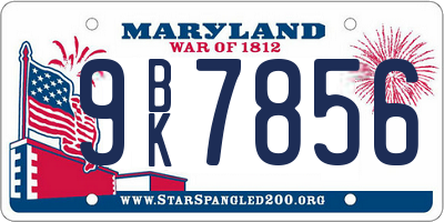 MD license plate 9BK7856