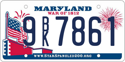 MD license plate 9BK7861