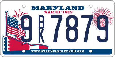 MD license plate 9BK7879