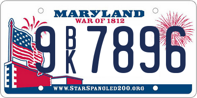 MD license plate 9BK7896