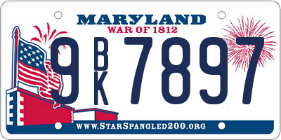 MD license plate 9BK7897