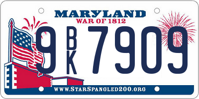 MD license plate 9BK7909