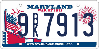 MD license plate 9BK7913