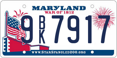MD license plate 9BK7917