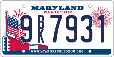 MD license plate 9BK7931