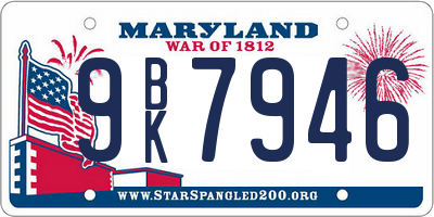 MD license plate 9BK7946