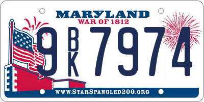 MD license plate 9BK7974