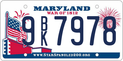 MD license plate 9BK7978