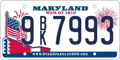 MD license plate 9BK7993
