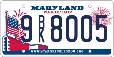 MD license plate 9BK8005