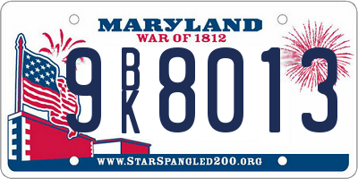 MD license plate 9BK8013