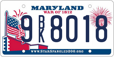MD license plate 9BK8018