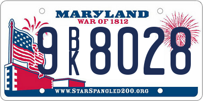 MD license plate 9BK8028