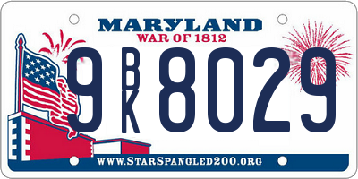 MD license plate 9BK8029