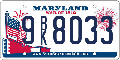 MD license plate 9BK8033