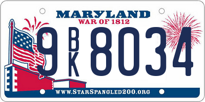 MD license plate 9BK8034