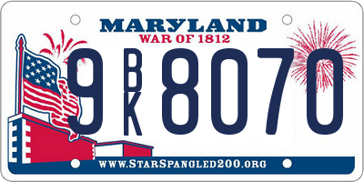 MD license plate 9BK8070