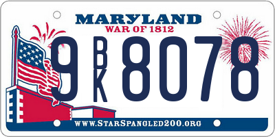 MD license plate 9BK8078
