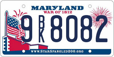 MD license plate 9BK8082