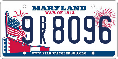 MD license plate 9BK8096
