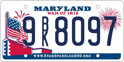 MD license plate 9BK8097