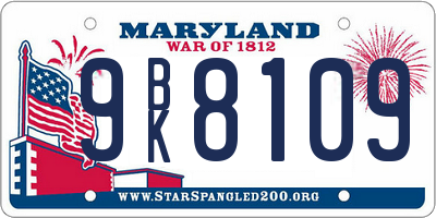 MD license plate 9BK8109
