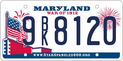 MD license plate 9BK8120