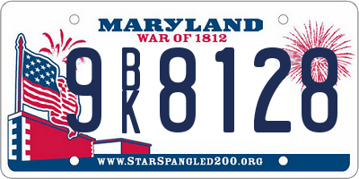 MD license plate 9BK8128