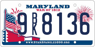 MD license plate 9BK8136
