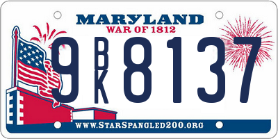 MD license plate 9BK8137
