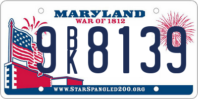 MD license plate 9BK8139
