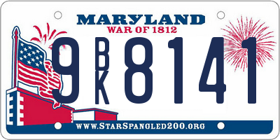 MD license plate 9BK8141