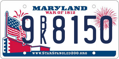 MD license plate 9BK8150